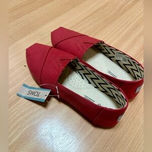 TOMS Classic Red Canvas Slip-Ons